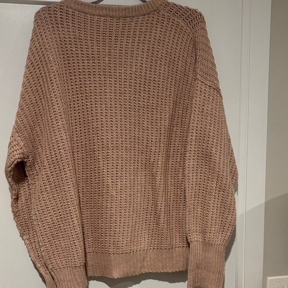 Women's V-Neck Sweater in Tan - Picture 3 of 3